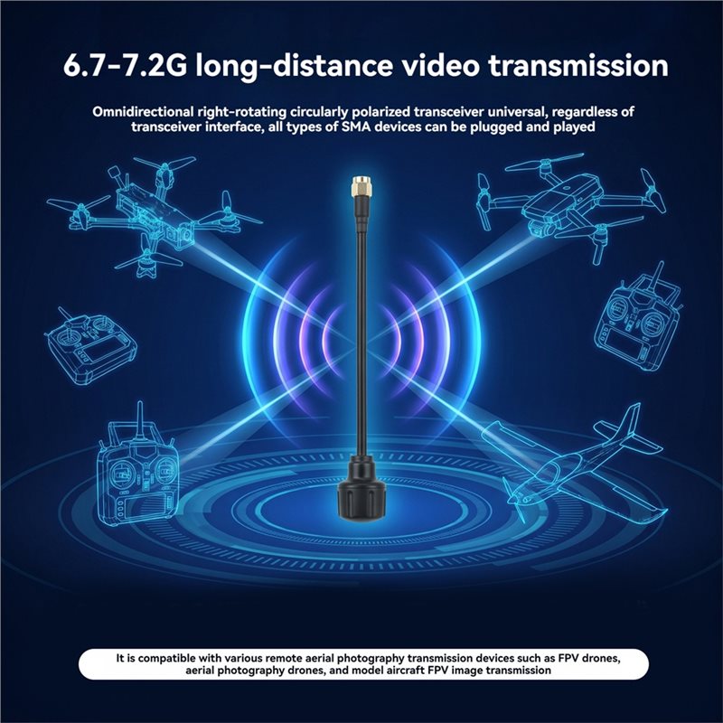 [NEW!A25P】 6.7-7.2Ghz SMA Ante - огляд і ціна Drone Racing Antenna